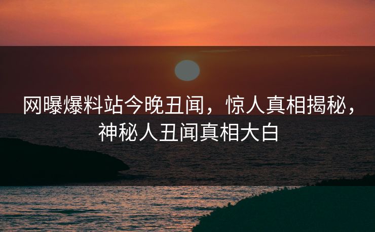 网曝爆料站今晚丑闻，惊人真相揭秘，神秘人丑闻真相大白
