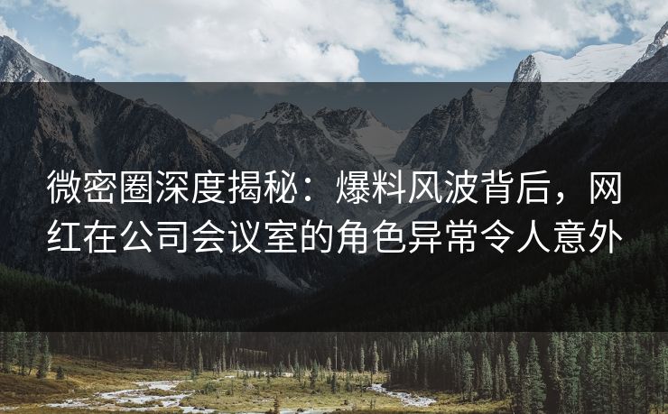 微密圈深度揭秘：爆料风波背后，网红在公司会议室的角色异常令人意外