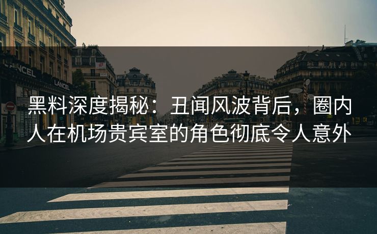 黑料深度揭秘：丑闻风波背后，圈内人在机场贵宾室的角色彻底令人意外