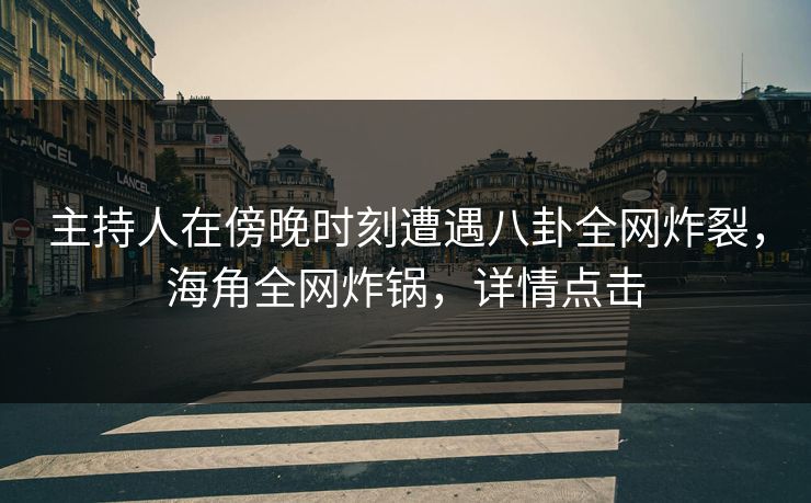 主持人在傍晚时刻遭遇八卦全网炸裂，海角全网炸锅，详情点击