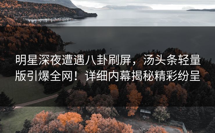 明星深夜遭遇八卦刷屏，汤头条轻量版引爆全网！详细内幕揭秘精彩纷呈