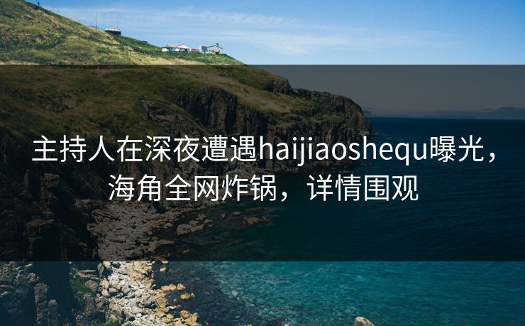 主持人在深夜遭遇haijiaoshequ曝光，海角全网炸锅，详情围观