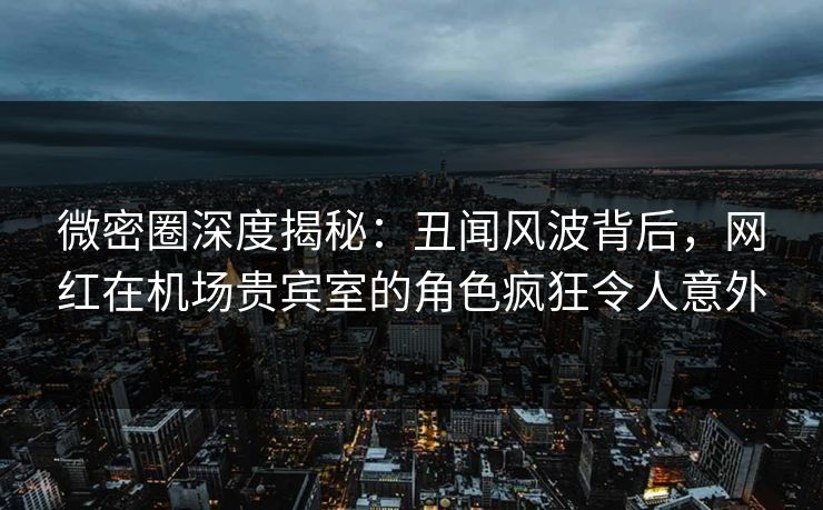 微密圈深度揭秘：丑闻风波背后，网红在机场贵宾室的角色疯狂令人意外