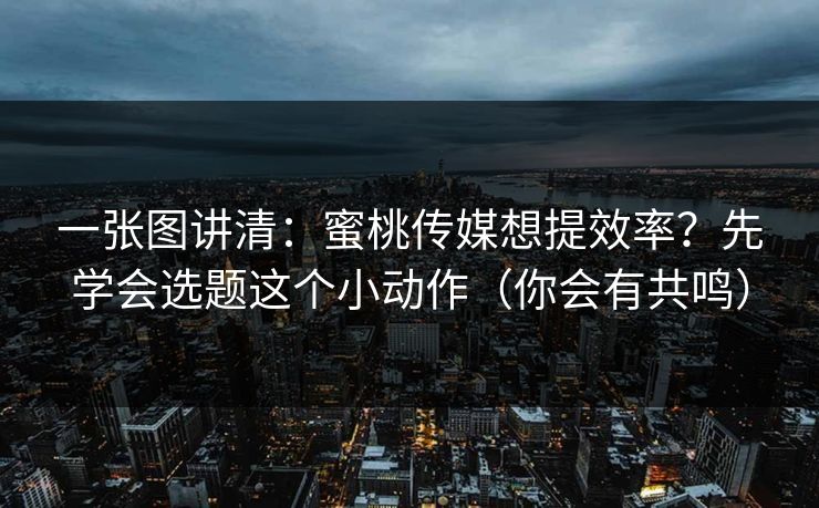 一张图讲清：蜜桃传媒想提效率？先学会选题这个小动作（你会有共鸣）