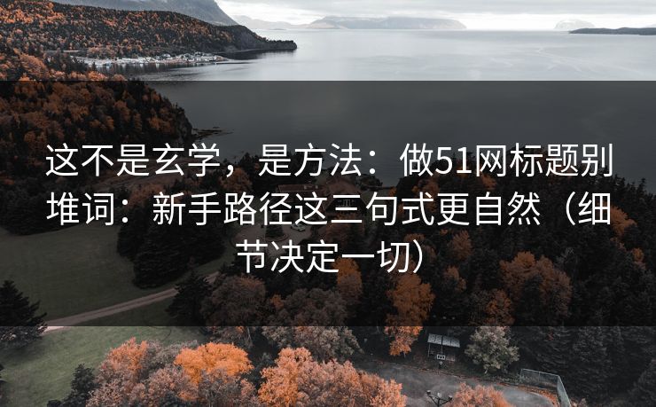 这不是玄学，是方法：做51网标题别堆词：新手路径这三句式更自然（细节决定一切）
